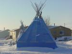 A tarp teepee in Fort Severn.