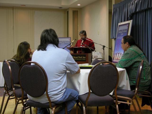 Chief Ron Ignace, the chair of the Aboriginal Language Initiative (ALI)gave the keynote address during the Sweetgrass Language C