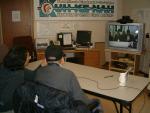 Webequie Elder John Jacob visits with his peers in Webequie by video conference.