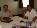 KO Executive Director Geordi Kakepetum meets with Roger Valley newly elected MP for Kenora Riding Chiefs MTG Dryden July 2004 00